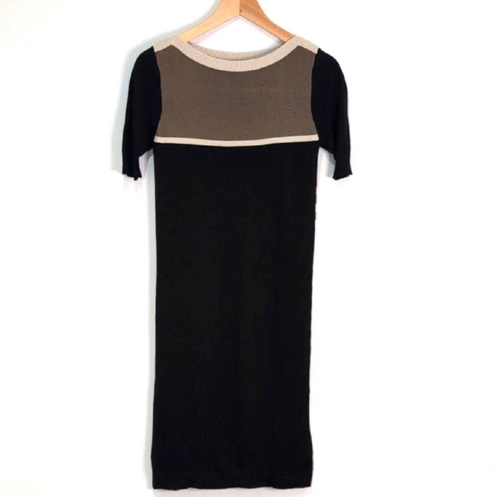 Max Mara Weekend Black, Taupe, Beige Colour Block Sweater Dress Size S